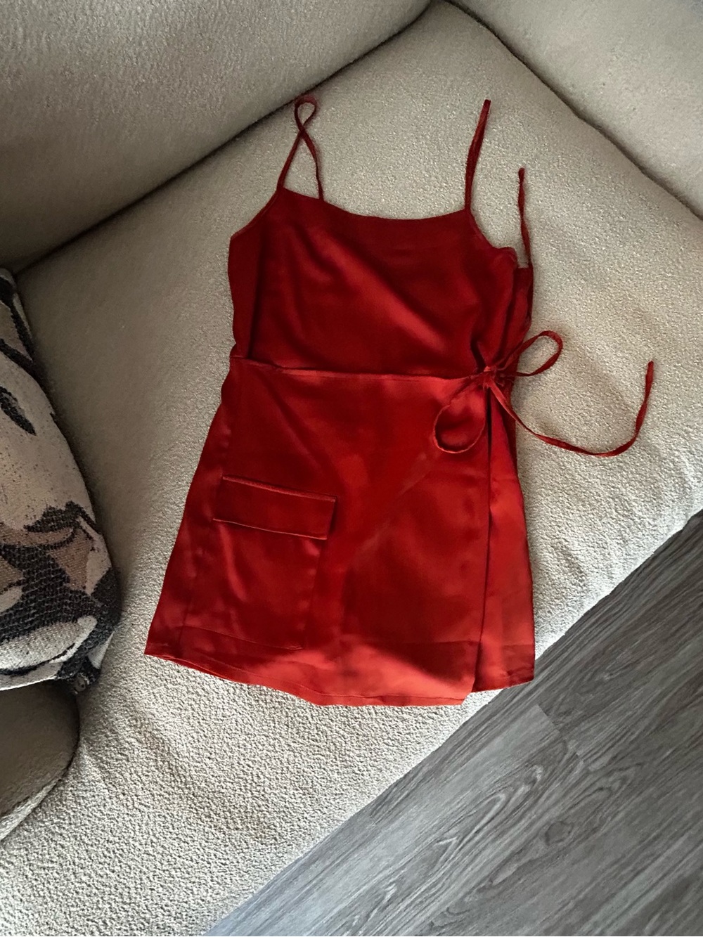 Urban Outfitters Red Satin Wrap Mini Dress/skort size extra small